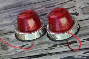 Yankee 975 tail Light Hotrod Ratrod Vintage Pair chrome plastic lens - Picture 1 of 13