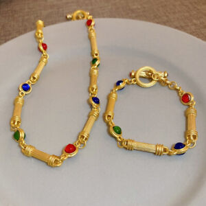 Lot de 2 colliers remplis 24 carats bahts thaïlandais or jaune GP 18" bijoux