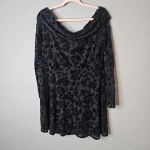Wild Fable Dress Womens XL Black Velvet Burnout Mini Fit and Flare Special Event - Picture 1 of 11