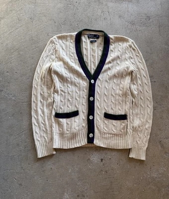 Cárdigan suéter de cachemir tejido con cable Polo Ralph Lauren pequeño para mujer Foto 1 de 4