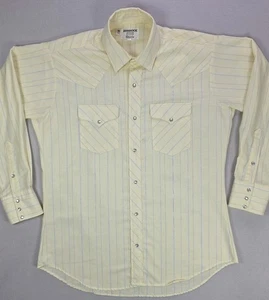 Vintage Ruddock Western Pearl Snap Shirt Men's Large 16.5x34 Yellow USA Made.... - Picture 1 of 22