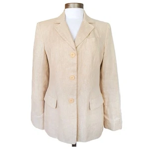 BROOKS BROTHERS 100% Linen Jacket Blazer Size 8 Beige Natural Quiet Luxury - Picture 1 of 8