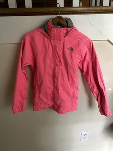 North Face Jacket Girls L 14 Pink Zip Stow Hoodie Hyvent Shell Mesh Lined Nylon - Picture 1 of 9