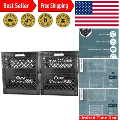 Paquete de 4 cajas de plástico de alta resistencia de 24 cuartos - solución de almacenamiento apilable en negro Foto 1 de 4