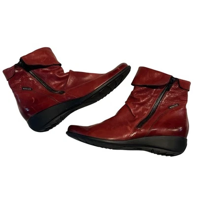 Botines de Cuero Mephisto Seddy Air Jet Talla 8 Rojo Borgoña Cremallera al Tobillo Convertibles Foto 1 de 4