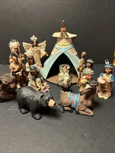 Vintage Nativity Native American Indian 14 Piece Set Christmas - Picture 1 of 6
