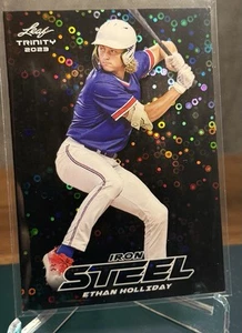 2023 LEAF Trinity Ethan Holliday Iron Steel Blue Donut Circles 3/3 Prospect - Picture 1 of 2