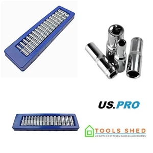 US PRO Tools 15 Stck. 1/2 Zoll Bohrer tiefe Steckschlüsseleinsätze mit Fach 10 - 24 mm polierte Oberfläche - Bild 1 von 4