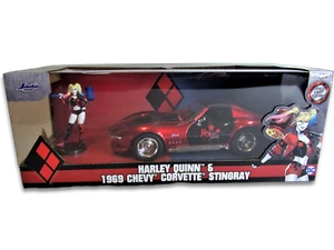Jada Diecast 1:24 1969 Chevy Corvette Stingray With Harley Quinn Figure NEW NIB - Picture 1 of 10