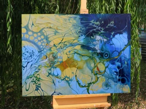 MODERNE MALEREI Strukturgemälde " MALEDIVEN DREAMS " Kunst von Bozena Ossowski - Picture 1 of 21