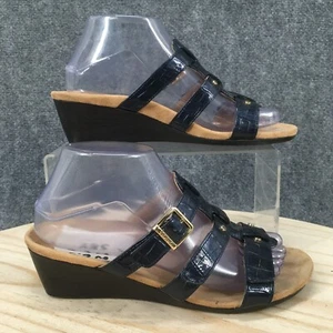Vionic Sandals Womens 6.5 Radia Slides Blue Patent Leather Croc Print Wedge - Picture 1 of 16