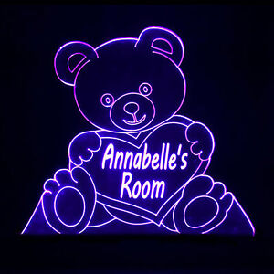 Bear Cute Personalised Name Colour Change Lamp Childrens - Baby Room Night Light