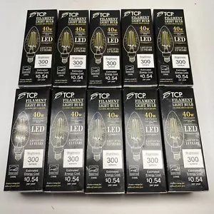 10pk TCP LED Filament Chandelier Bulb 40 Watts 2200K Fully Dimmable Vintage Feel - Picture 1 of 4
