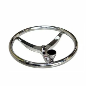 ISURE MARINE Boat Steering Wheel W/ Nut & Knob Stainless Steel 3 Spoke 13-1/2" - Picture 1 of 5
