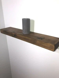 FLOATING SHELF NEW CHUNKY RUSTIC FARMHOUSE SOLID WOOD  + FIXINGS- 14.5cm Deep - Picture 1 of 8