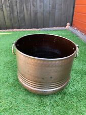Vintage Large Copper Plant pot planter Flower tub Jardiniere Brass ring Handles