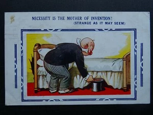 DRUNK GENT GETTING INTO BED c1930s Bamforth Comic Postcard 4609 - Picture 1 of 2