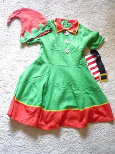 NATALE Costume Elfo Adulto Donna Taglia Small/Petite--4 PEZZI - Foto 1 di 1