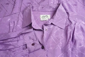 Hermes 100% Silk Pink Purple Equestrian Womens Top Button Up Shirt Sz 46 - Picture 1 of 7