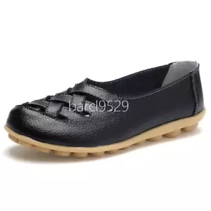 Women Casual Genuine Leather Slip on Loafers Moccasin Flats Boat Oxfords Shoes - Picture 1 of 63