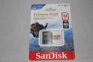 SanDisk 32GB SD Card Micro Extreme Plus SDHC 95MB/s 633x UHS-I with adapter - Picture 1 of 2