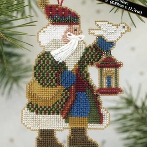 Dove Santa Bead Cross Stitch Ornament Kit Mill Hill 2003 Alpine Santas - Picture 1 of 3
