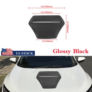 TR Style Universal Car Front Hood Vent Air Outlet Cover Trim ABS Glossy Black x1 - Picture 1 of 11
