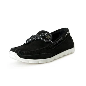 Versace Men's Black Suede Leather Loafers Moccasins Shoes US 10.5 IT 43.5 - Picture 1 of 8