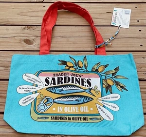 Trader Joes Reusable Heavy Cotton bag Sardine Shopping Bag, NWT••• - Picture 1 of 4
