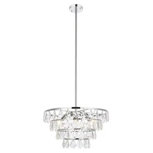 Elegant Lighting Ella 20" Contemporary Iron and Crystal Pendant in Chrome - Picture 1 of 8