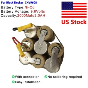 battery pack for Black Decker  CHV9608 Dustbuster 9.6V Battery Part NO SOLDERING - Picture 1 of 2
