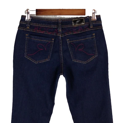 ROCAWEAR skinny low rise jeans women juniors 11 solid dark wash gold tone button - Image 1 of 4