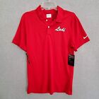 Nike Men Polo Shirt Small Red Drifit Standard Lodi Logo Short Sleeve Collar Nwt