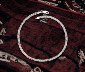 Sterling Silver Bismark Anklet, Bismarck Anklet Bracelet, Made in Italy, 3.5mm - Picture 1 of 6