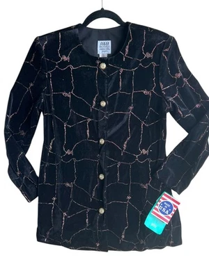 R & M Richards Women's Petites Blazer Glitter Evening Cocktail Black Size 10 NEW - Image 1 of 4