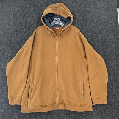 Columbia Hoodie Jacket Men's 2XL Brown Tan Full Zip Hooded Fleece Lined Pockets - Image 1 of 4