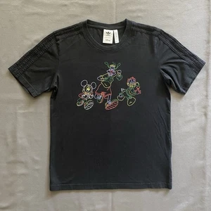 Camiseta Adidas X Disney 2020 para hombre talla pequeña negra neón Mickey Goofy Donald - Imagen 1 de 11