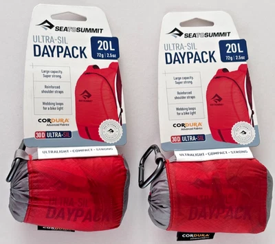 Sea To Summit Ultra-Sil Travel Backpacks/Daypacks Set Of Two 2x Spicy Orange NEW - Image 1 of 4