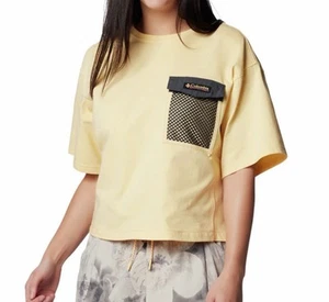Columbia Women’s Cropped Lose Fitting Shirt Size Large Yellow Orange - Picture 1 of 1