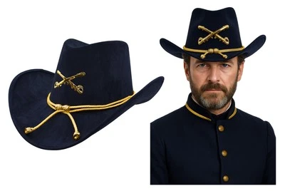 NICKY BIGS NOVELTIES Civil War Officer Hat Gold Cord Cavalry Cowboy Western Cap Reenactment Costume