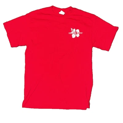 Camiseta roja manga corta Trader Joe’s Crew Member flor hibisco M Foto 1 de 4