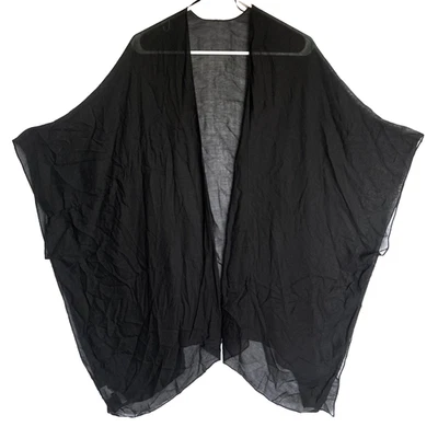 Chal kimono envolvente plumero negro transparente mezcla lino OS XL 1X 2X 3X 4X Foto 1 de 4