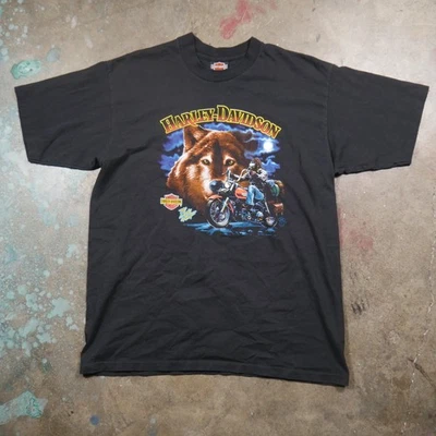 Винтажная футболка 90-х 1992 Harley-Davidson XL одинарный шов The Lone Wolf СИЭТЛ! - Изображение 1 из 4