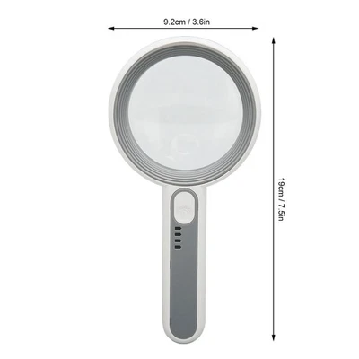 Handheld Magnifier 5X 12X Lighted Magnifying Glass Long Handle For Reading - Image 1 of 4