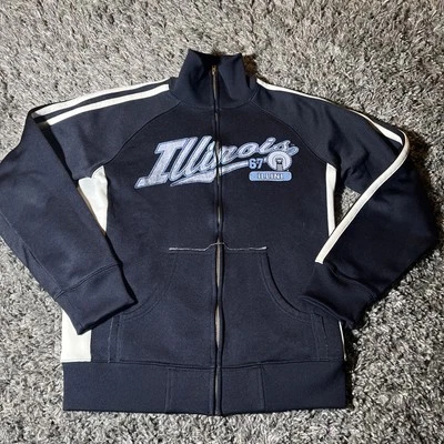 University Of Illinois J America Full Zip Track Jacket Small Blue Spellout - Image 1 of 4