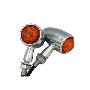 Chrome CNC Bullet Motorcycle LED Turn Signal Light Harley Kawasaki Yamaha cafe - Picture 1 of 3