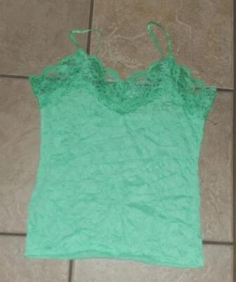 NEW Green Jr Medium 7 / 9 Casual Wear Stretchy Adjustable Strap Lacy Tank Top - Image 1 of 2