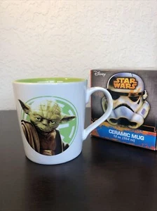 YODA Star Wars Use The Force 12 oz Ceramic Coffee Mug Cup NEW White Green Inside - Picture 1 of 8
