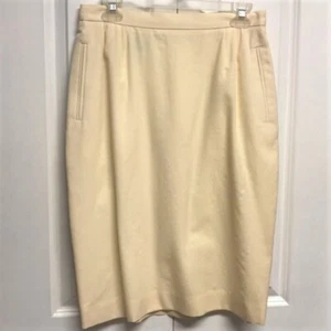Vintage Liz Claiborne Yellow Pocket High Waist Wool Lined Skirt Size 12 - Picture 1 of 5