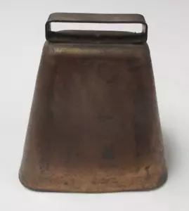 Campanello vintage rame manico quadrato con clapper GRANDE 5" fattoria antico paese - Foto 1 di 9